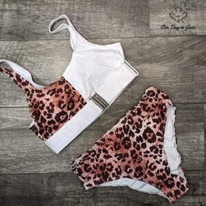 Combor High Waist Leopard Bikini Swimsuit Size M